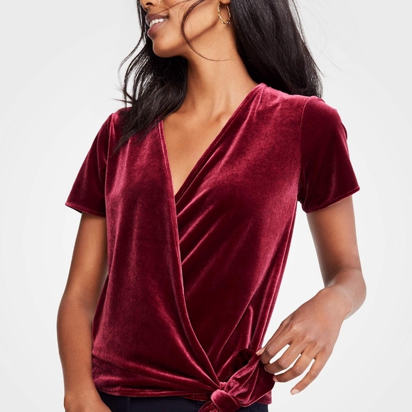 Ann Taylor Velvet Wrap Top - Picture 1 of 5
